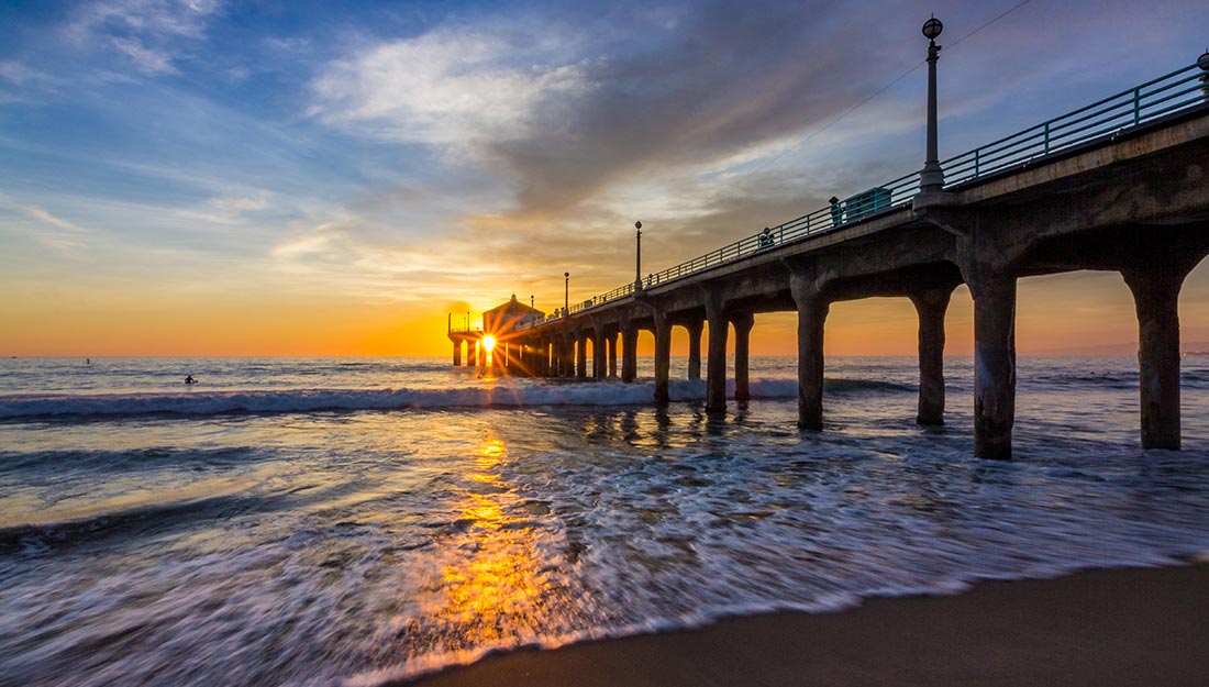 A sunset view of Manhattan Beach Pier.