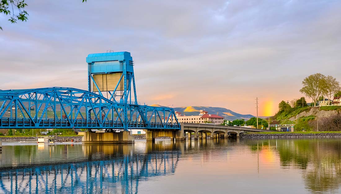 The historic bridge that connects Lewiston and Clarkston.