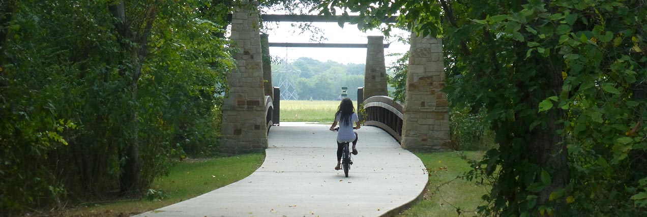 Bike rider on bike path